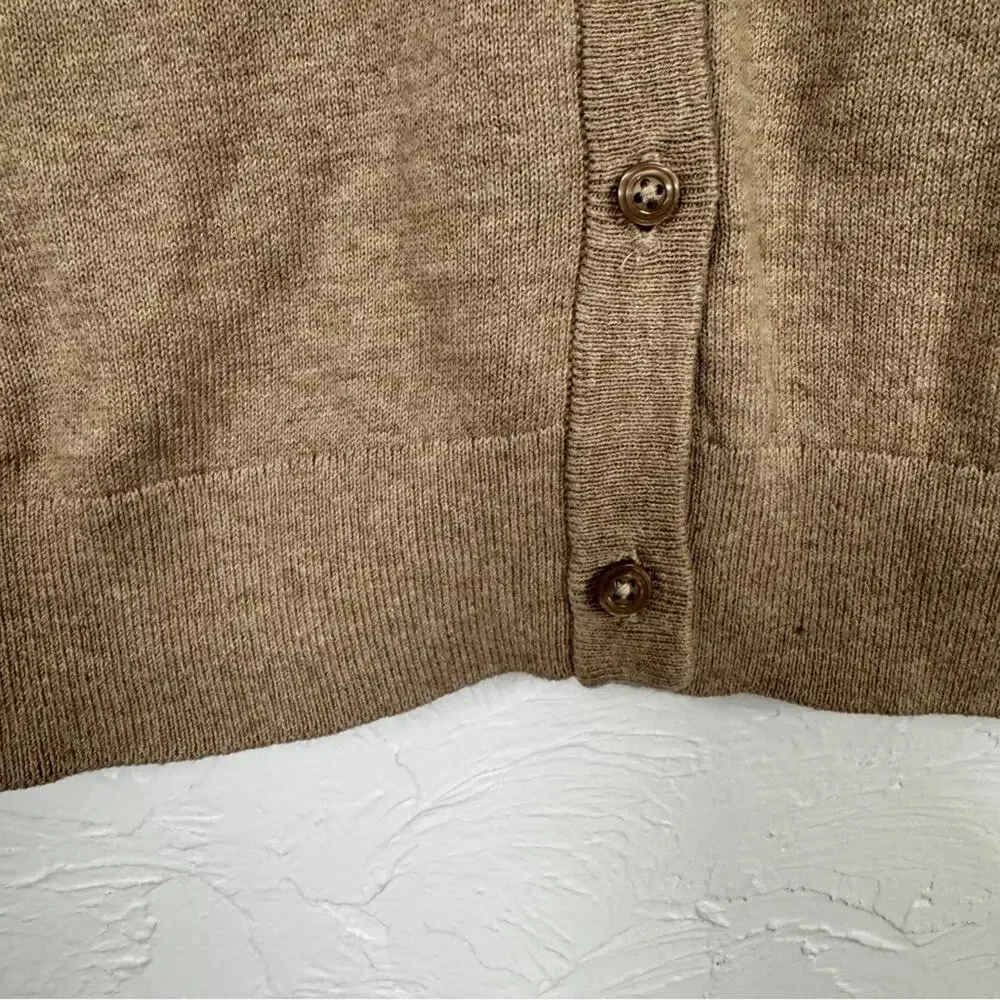 J Crew Tan Cotton Sweater Vest Womens L Preppy Dark Academia Classic Old Money